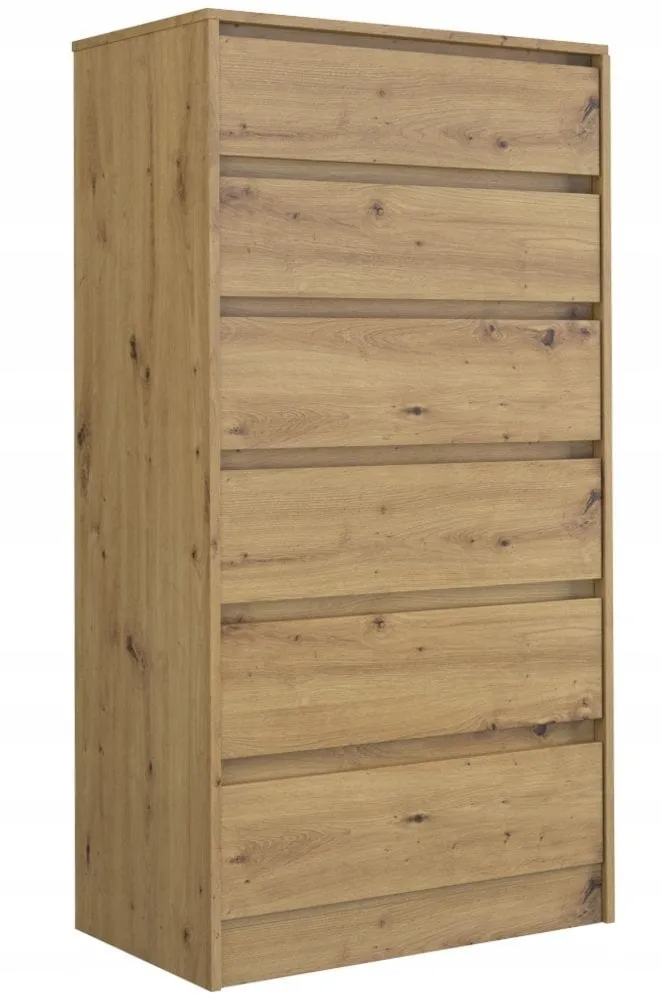 Komoda do sypialni, pokoju, K6, 70x43x140 cm, dąb artisan