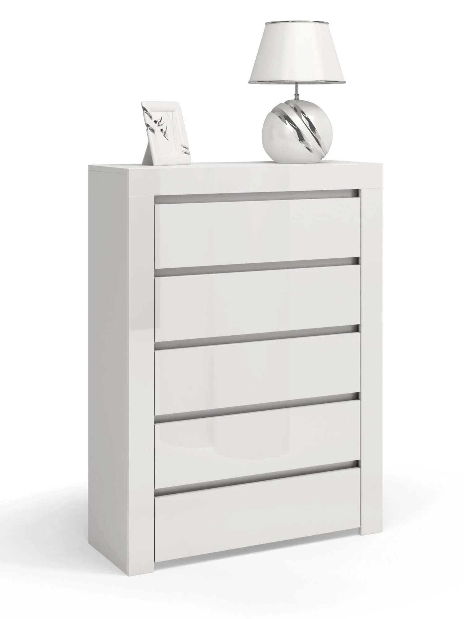 Komoda do sypialni, pokoju, D5, 80x40x125 cm, biel, połysk