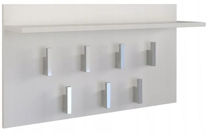 Wieszak do przedpokoju, półka, 70x20x40 cm, biel, mat