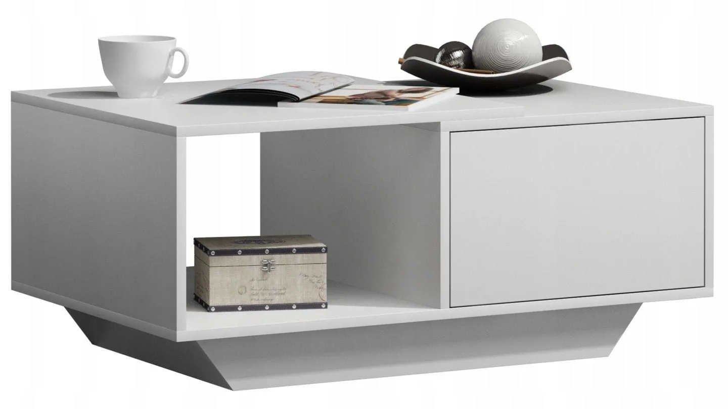 Ława do salonu, stolik, alto, 90x60x42 cm, biel, mat