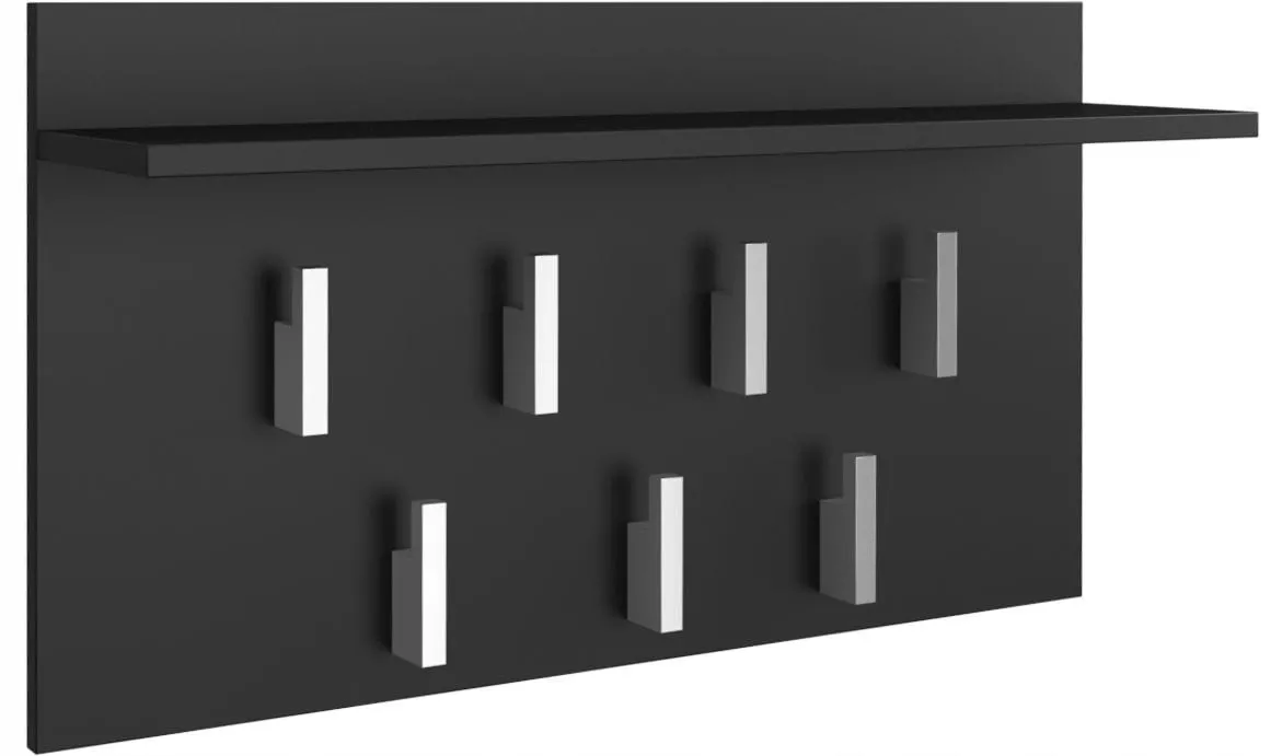 Wieszak do przedpokoju, półka, 70x20x40 cm, czerń, mat