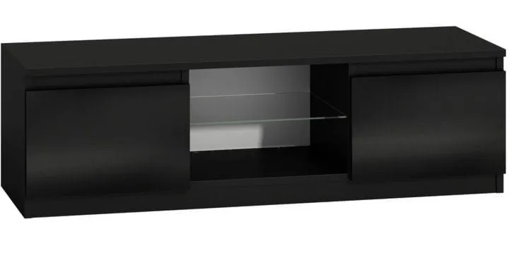 Szafka pod telewizor, stolik rtv, 120x40x36 cm, czerń, połysk