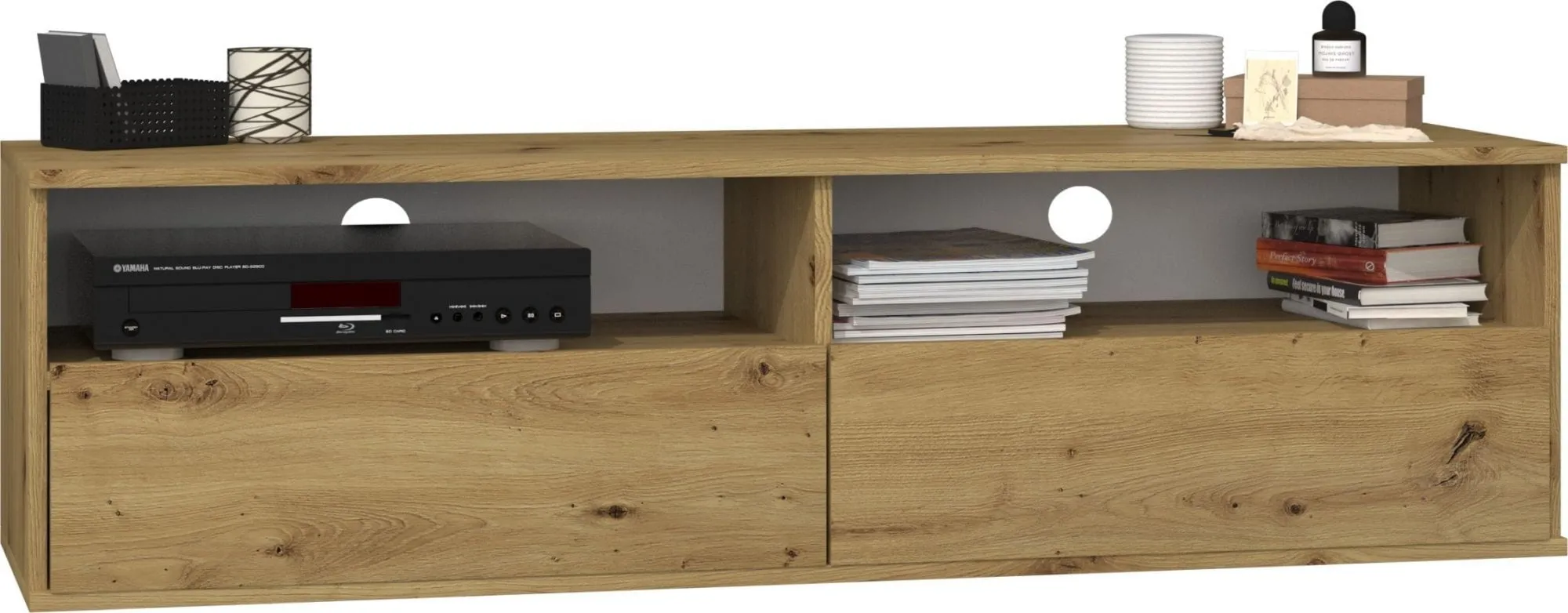 Szafka pod telewizor, stolik rtv, rumba, 140x40x38 cm, dąb artisan