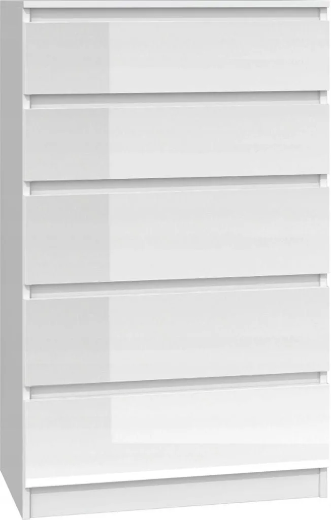 Komoda do sypialni, salonu, M5, 70x40x112 cm, biel, połysk