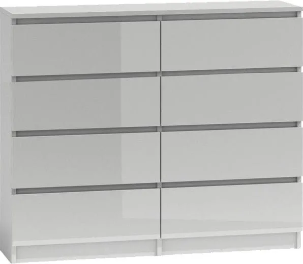 Komoda do sypialni, salonu, M8, 120x40x97 cm, biel, połysk