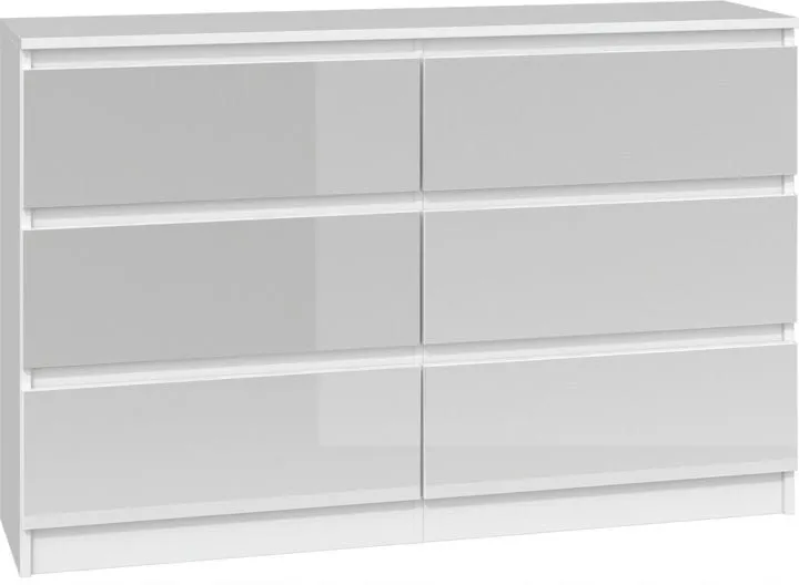 Komoda do sypialni, salonu, M6, 120x30x77 cm, biel, połysk