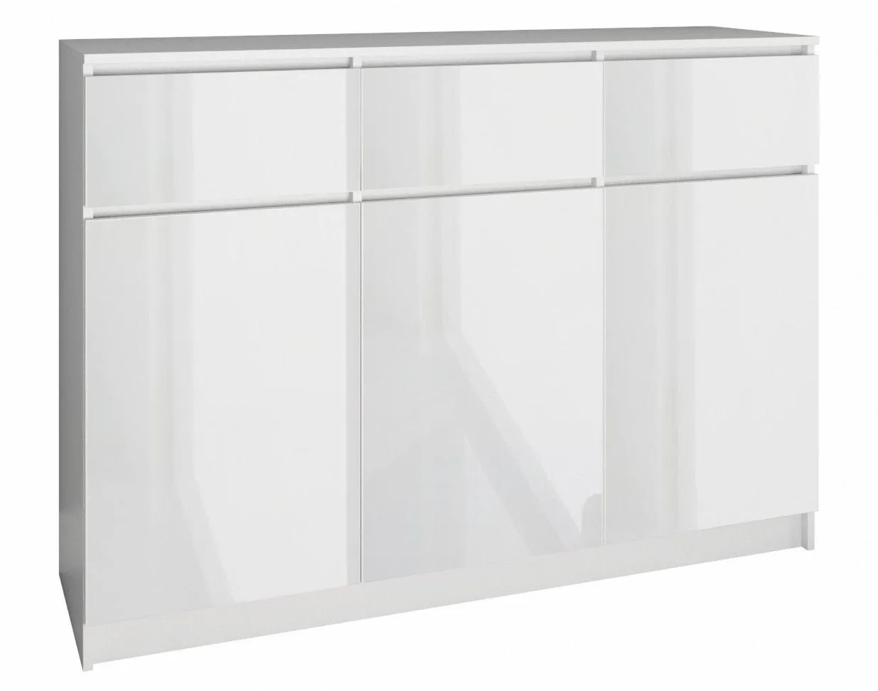 Komoda do sypialni, pokoju, 3D3S, 120x40x97 cm, biel, połysk