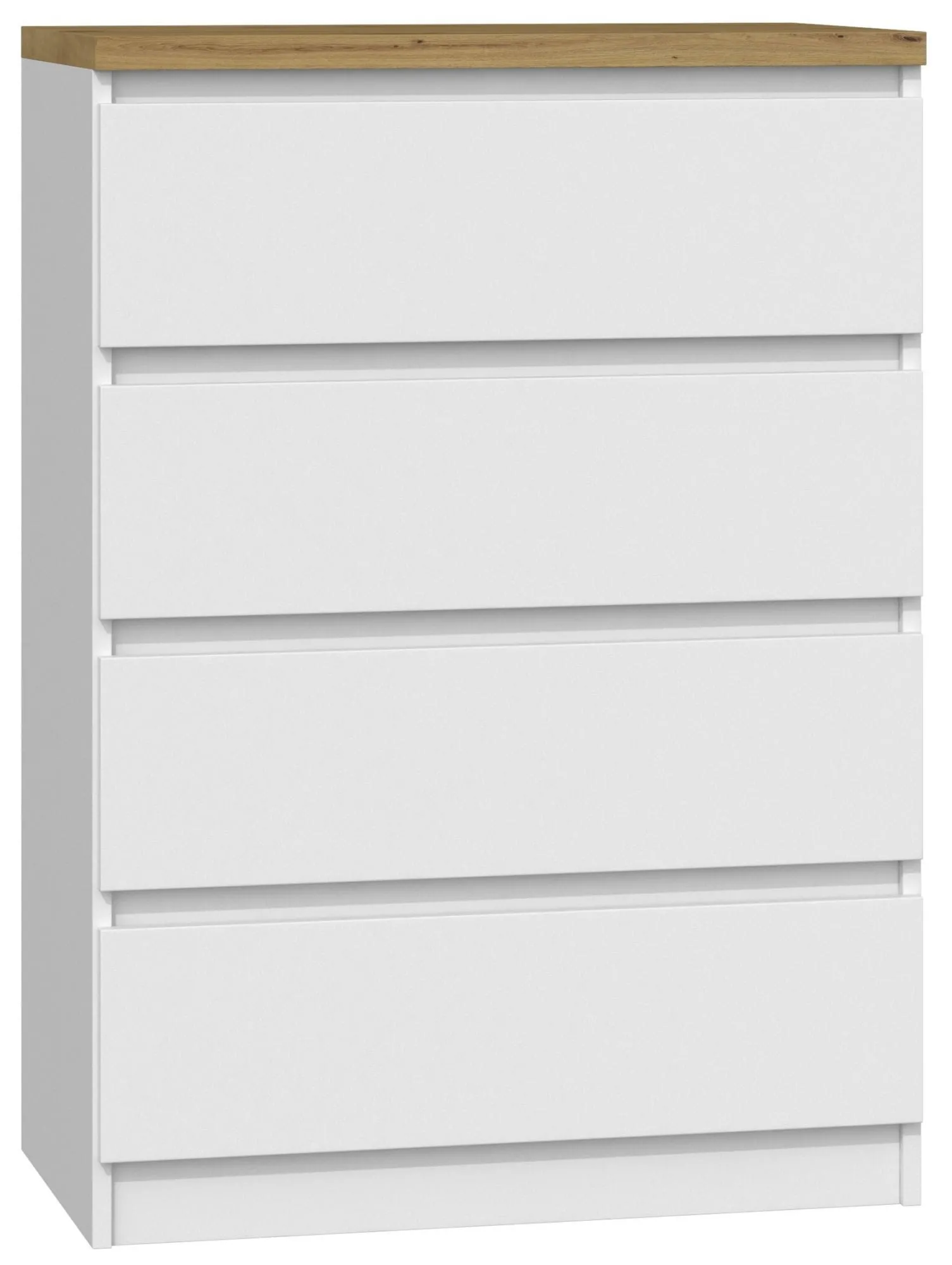 Komoda do sypialni, salonu, M4, 70x40x97 cm, dąb artisan, biel, mat