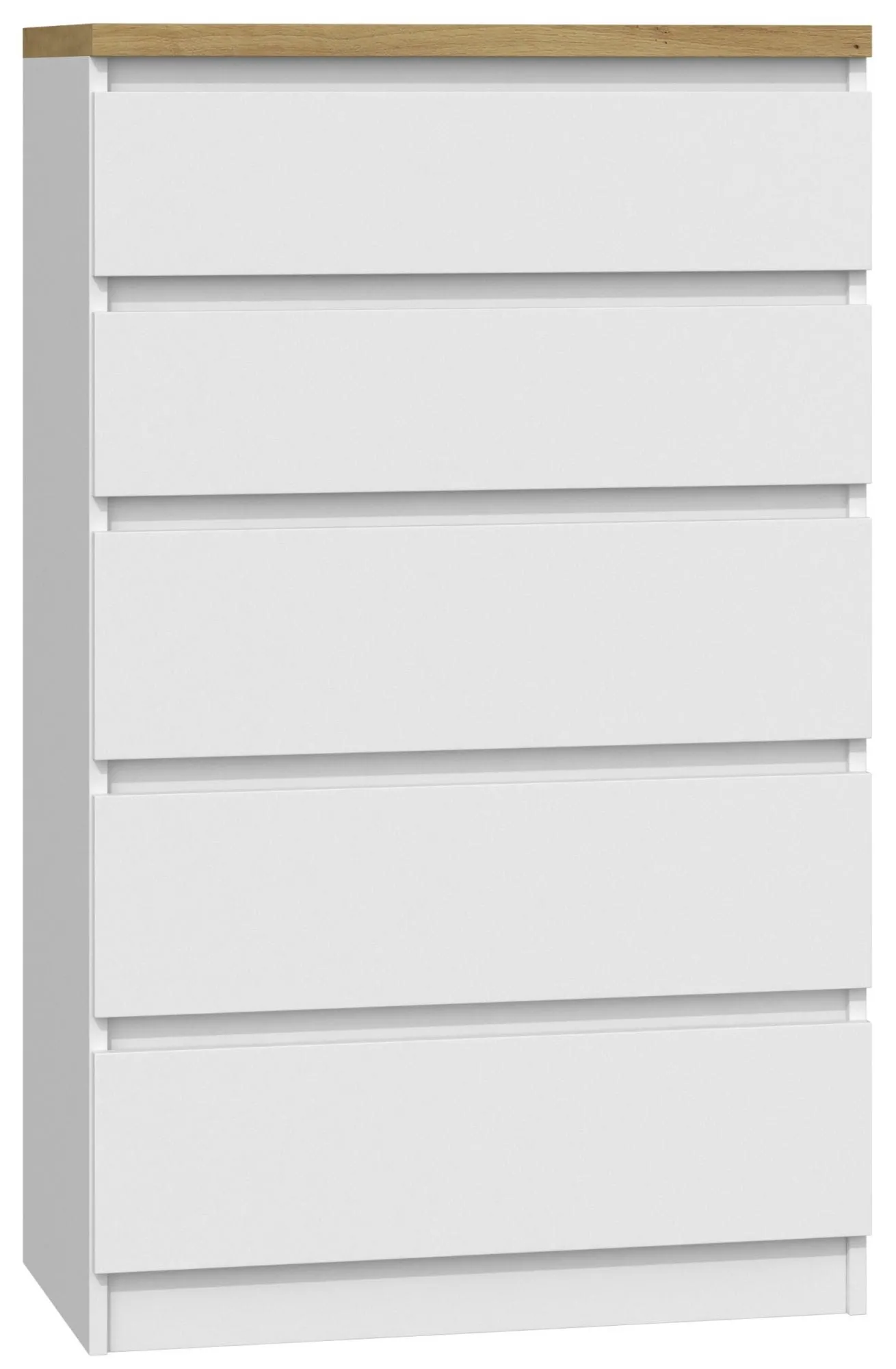 Komoda do sypialni, salonu, M5, 70x40x112 cm, dąb artisan, biel, mat