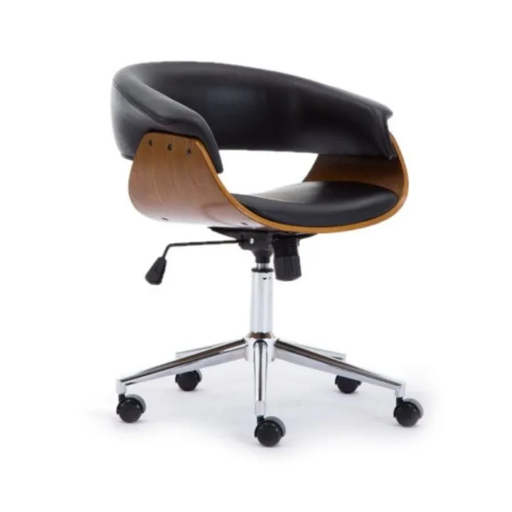 Fotel biurowy, gabinetowy, obrotowy, ekoskóra, coral, czarny, orzech