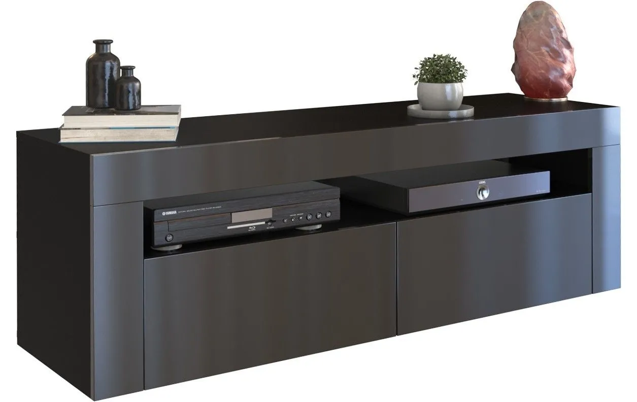 Szafka pod telewizor, stolik rtv, deko, 140x40x45 cm, czerń, połysk