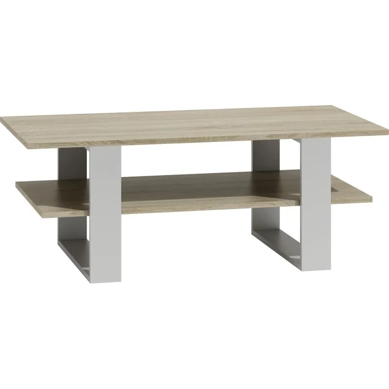 Ława, stolik do salonu, martyna, 120x60x55 cm, dąb sonoma, biel, mat