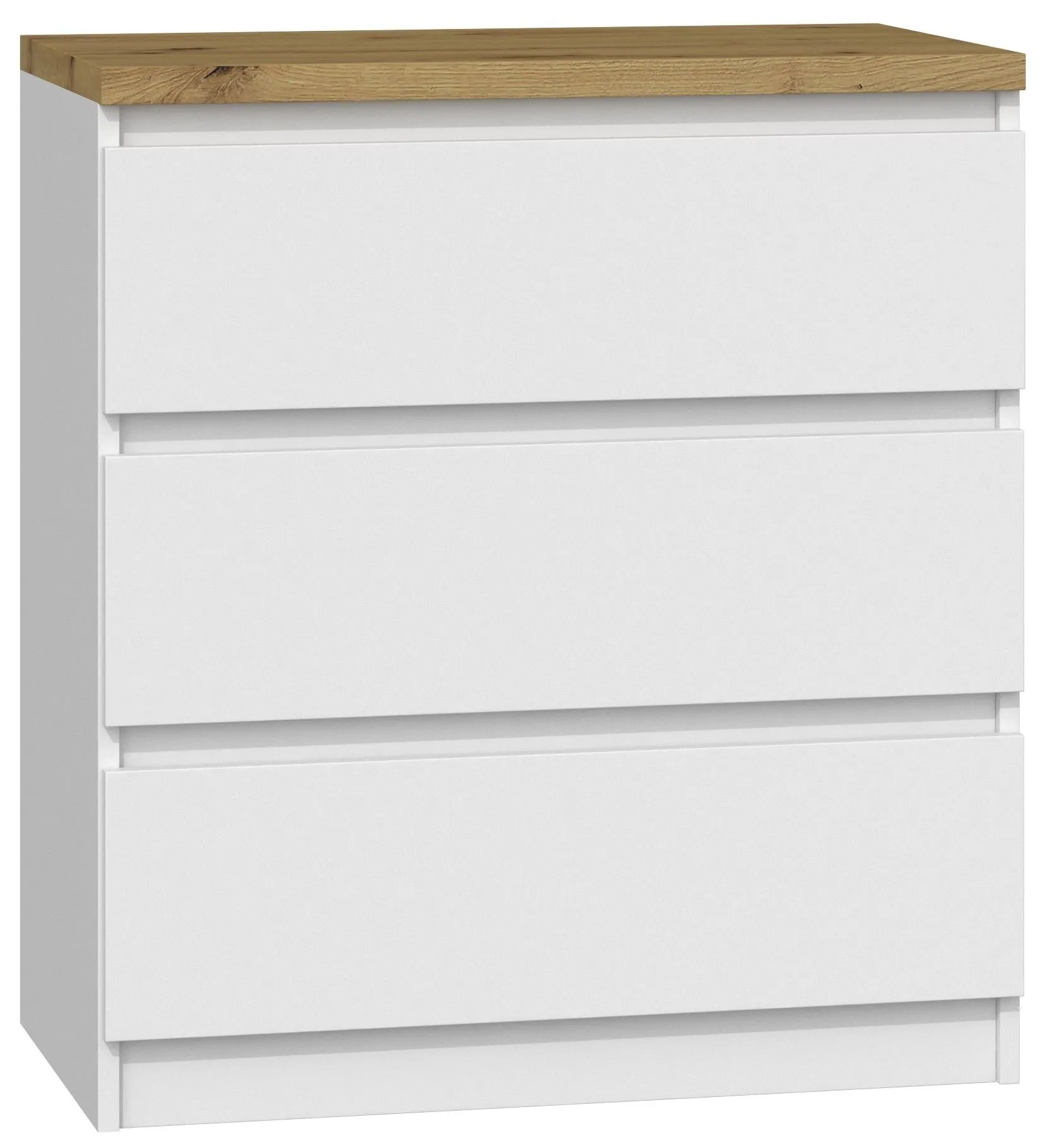 Komoda do sypialni, pokoju, M3, 70x40x77 cm, dąb artisan, biel, mat