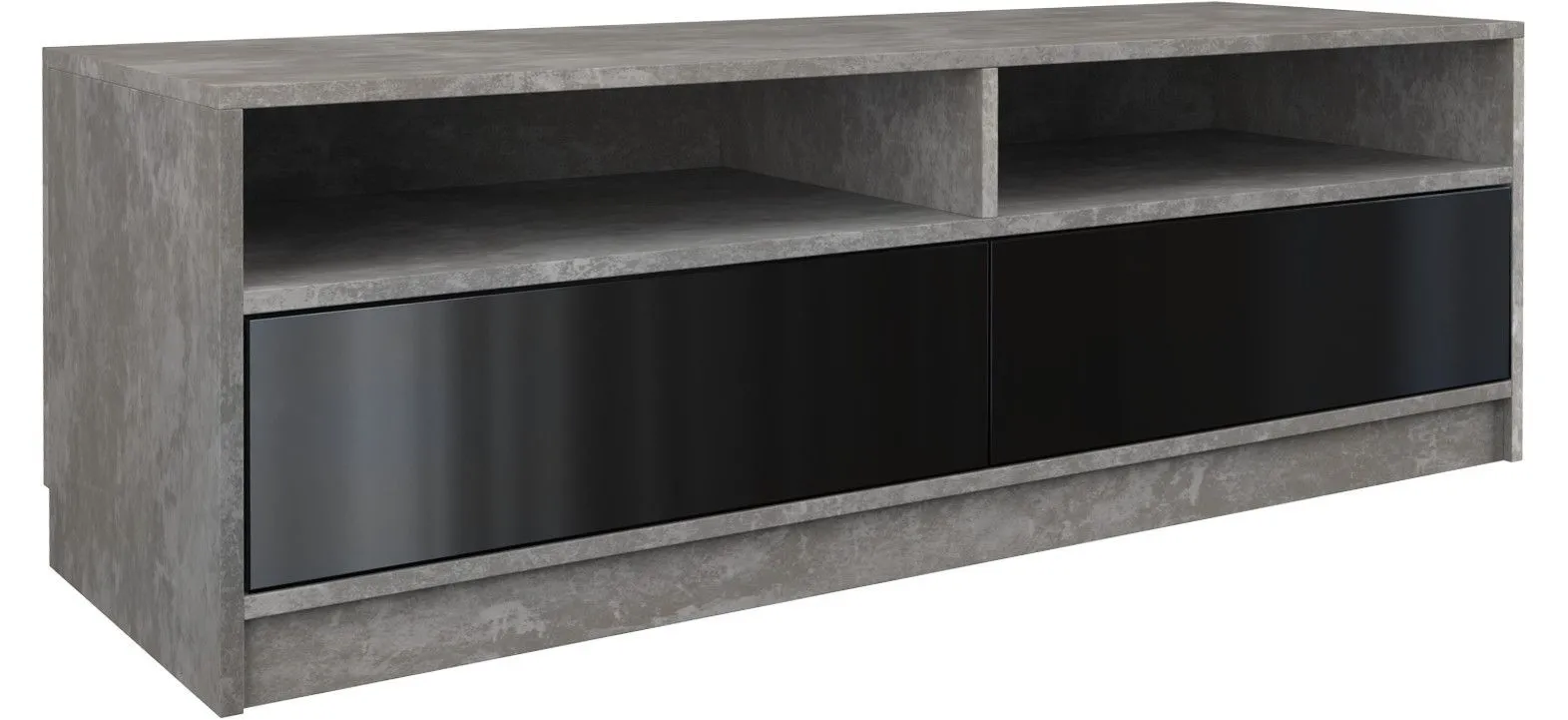 Szafka pod telewizor, stolik rtv, karo, 120x40x45 cm, beton, czerń, połysk