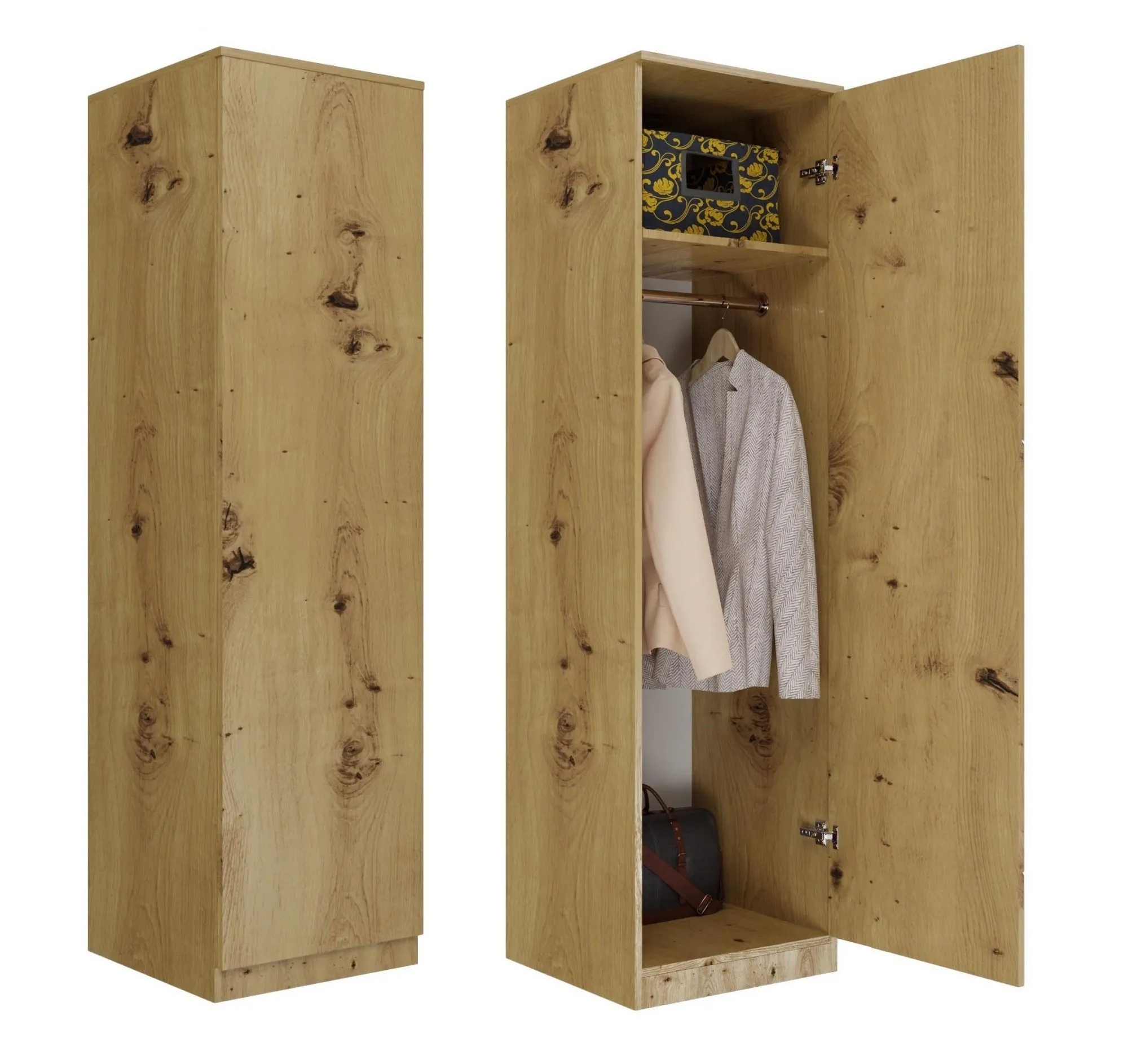 Szafa, garderoba, regał, 50x50x180 cm, dąb artisan, mat