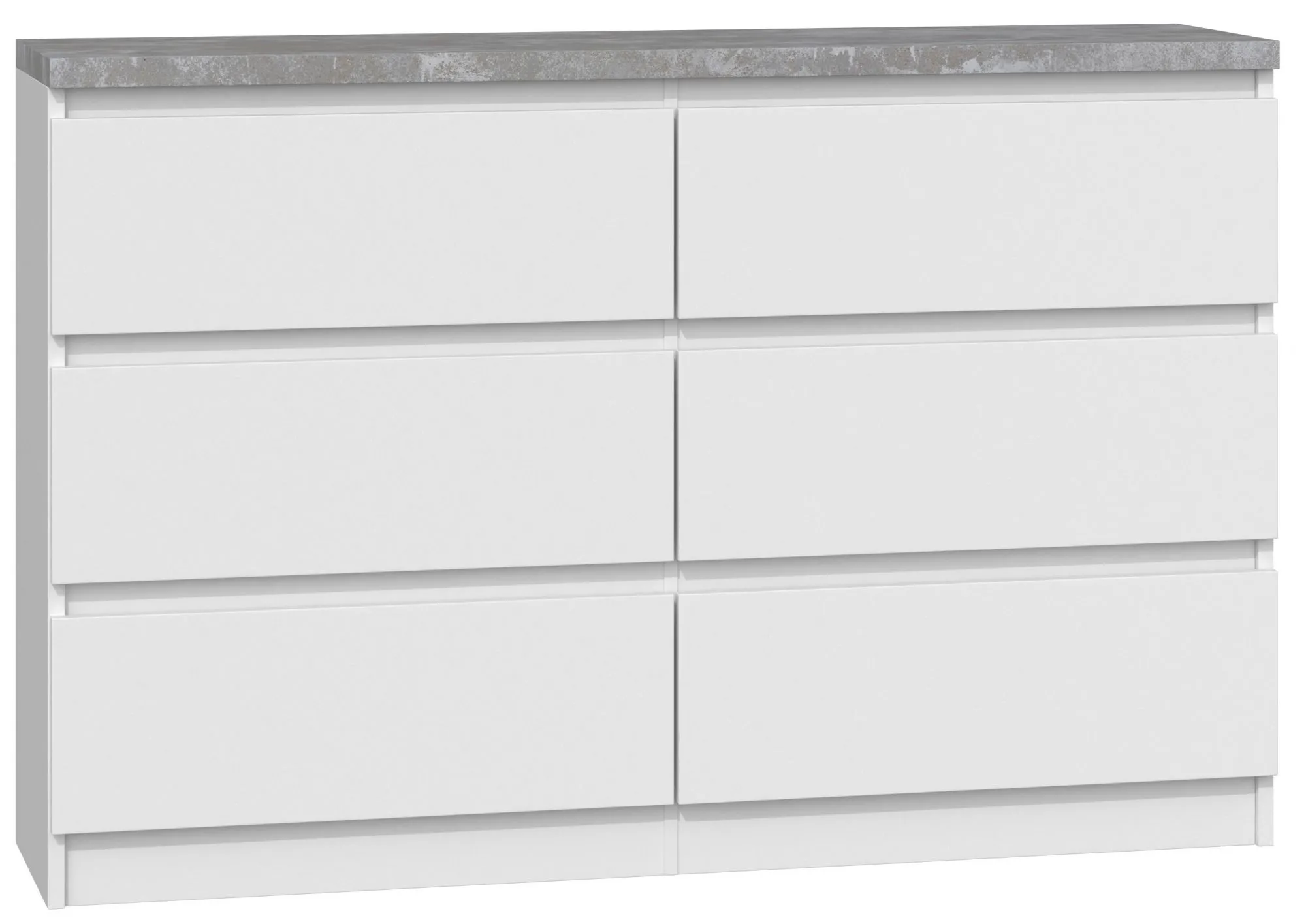 Komoda do sypialni, salonu, M6, 120x30x77 cm, biel, beton, mat
