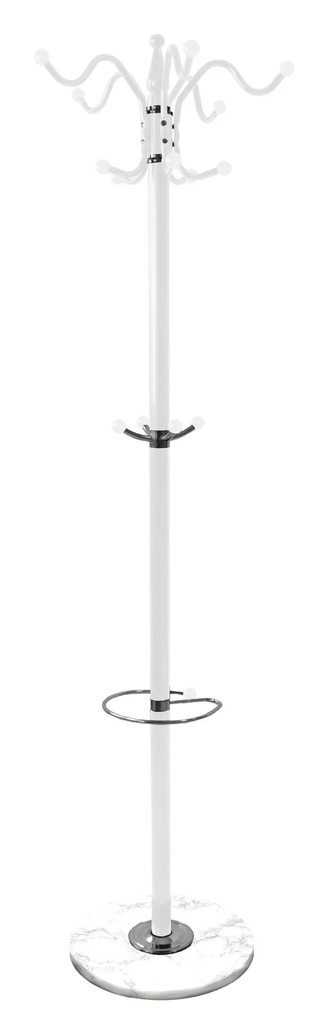 Wieszak na ubrania, obrotowy, stojący, glamour, 174 cm, biały