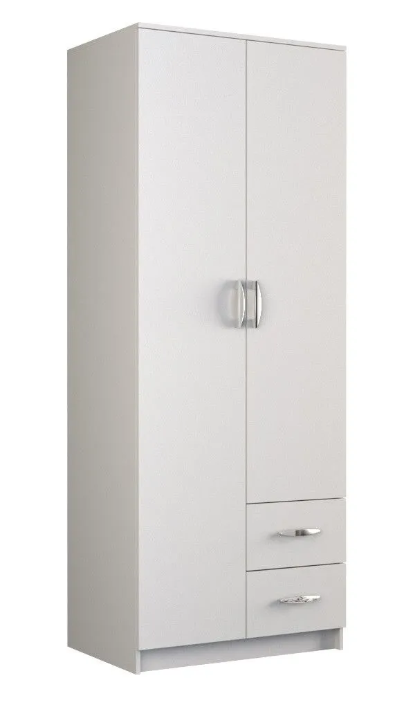 Szafa do sypialni, drzwi, szuflady, romana, 80x52x205 cm, biel, mat