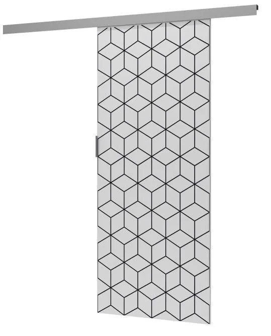 Drzwi przesuwne, naścienne, Luca, Heksagon, 86x205 cm, biel, mat