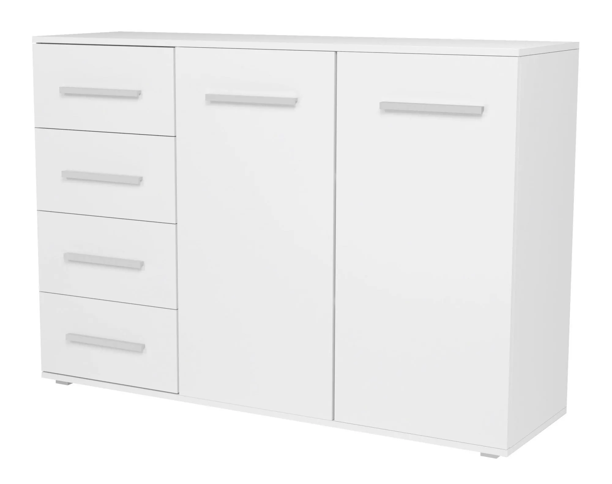 Duża komoda do sypialni, Toledo, 135x40x95 cm, biel, mat