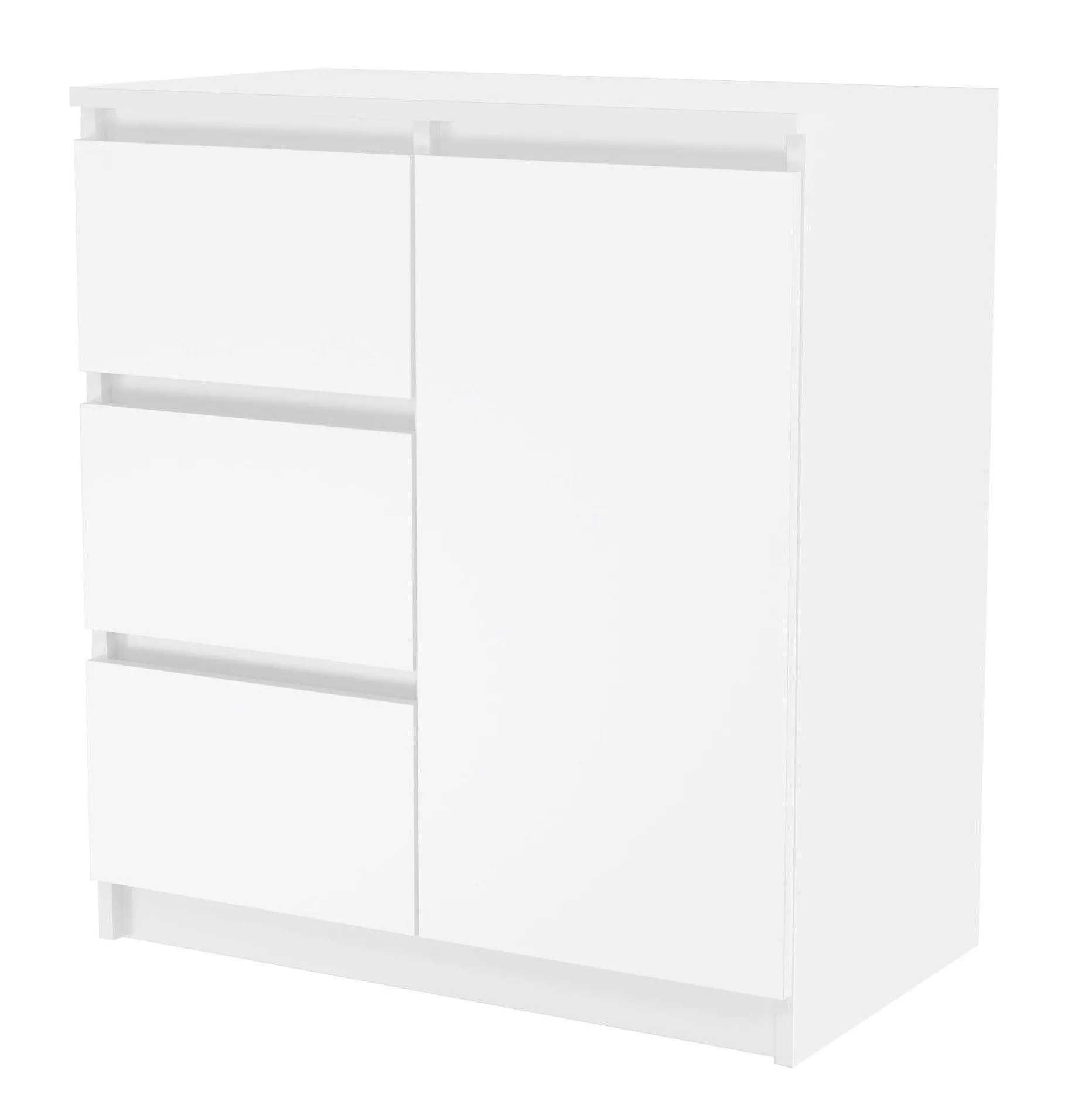 Komoda z szufladami, 1D3S, 80x40x75 cm, biel, mat