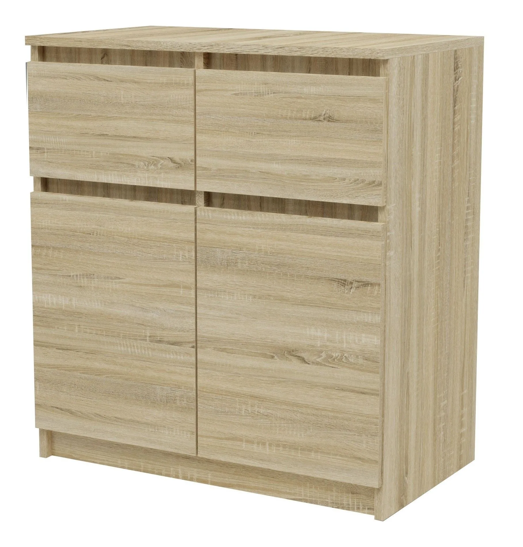 Nowoczesna komoda Malaga, 2D2S, 70x40x77 cm, dąb sonoma, mat