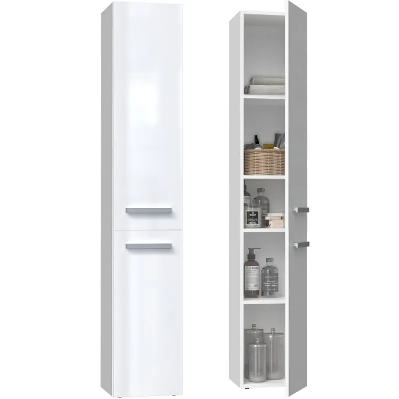 Szafka łazienkowa, regał, słupek, Nel II, 31x30x174 cm, biel, połysk