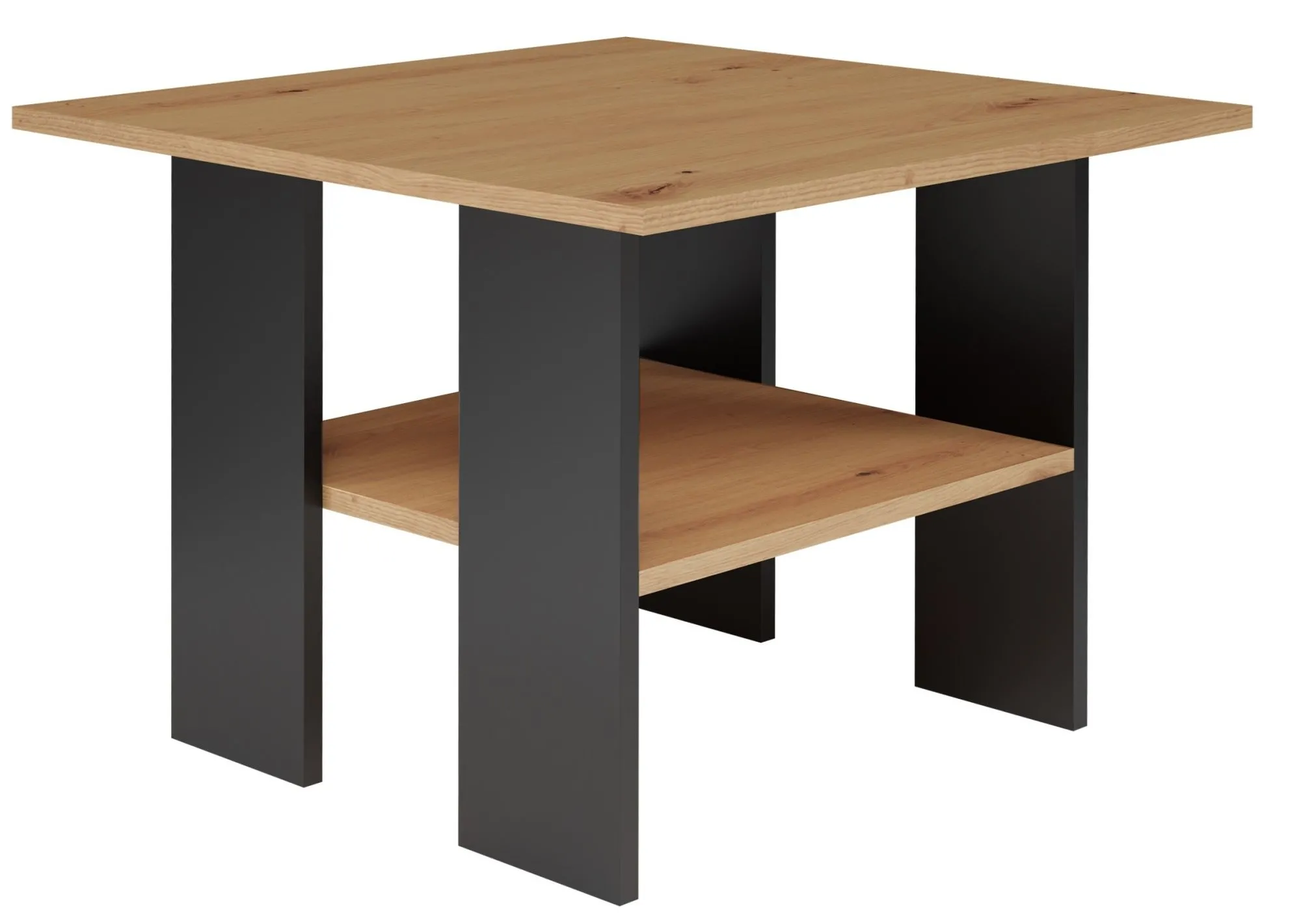 Stolik kawowy, ława, Moderna 60x60x45 cm, dąb artisan, czarny mat