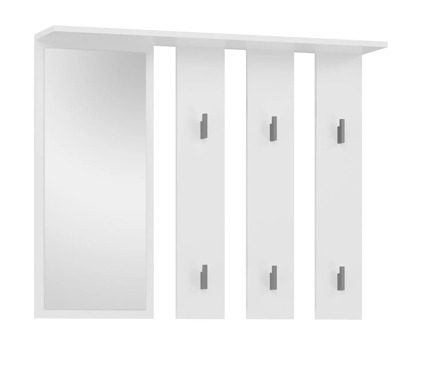 Wieszak na ubrania, lustro, Parma, 100x15x81,5 cm, biały mat