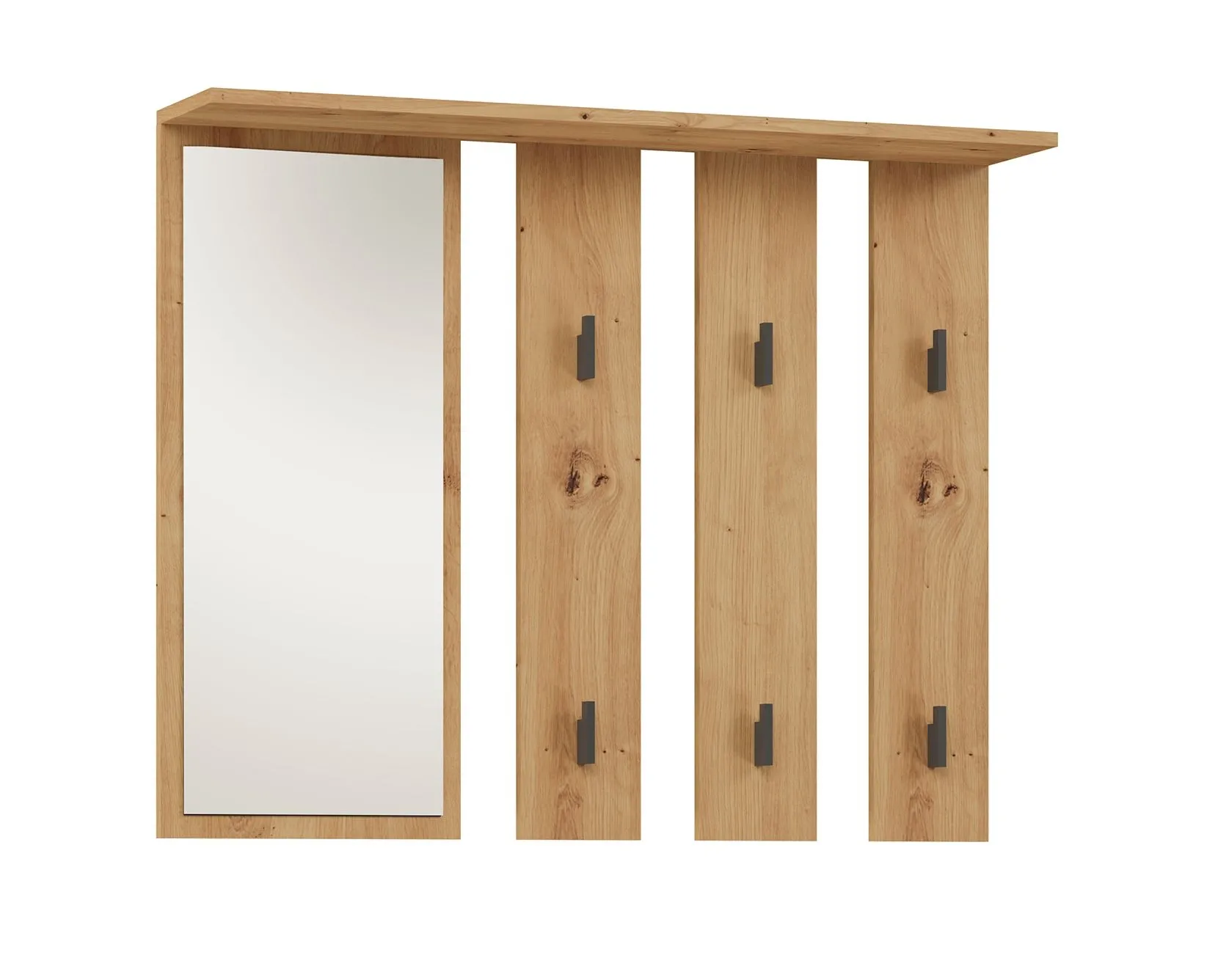 Wieszak na ubrania, lustro, Parma, 100x15x81,5 cm, dąb artisan