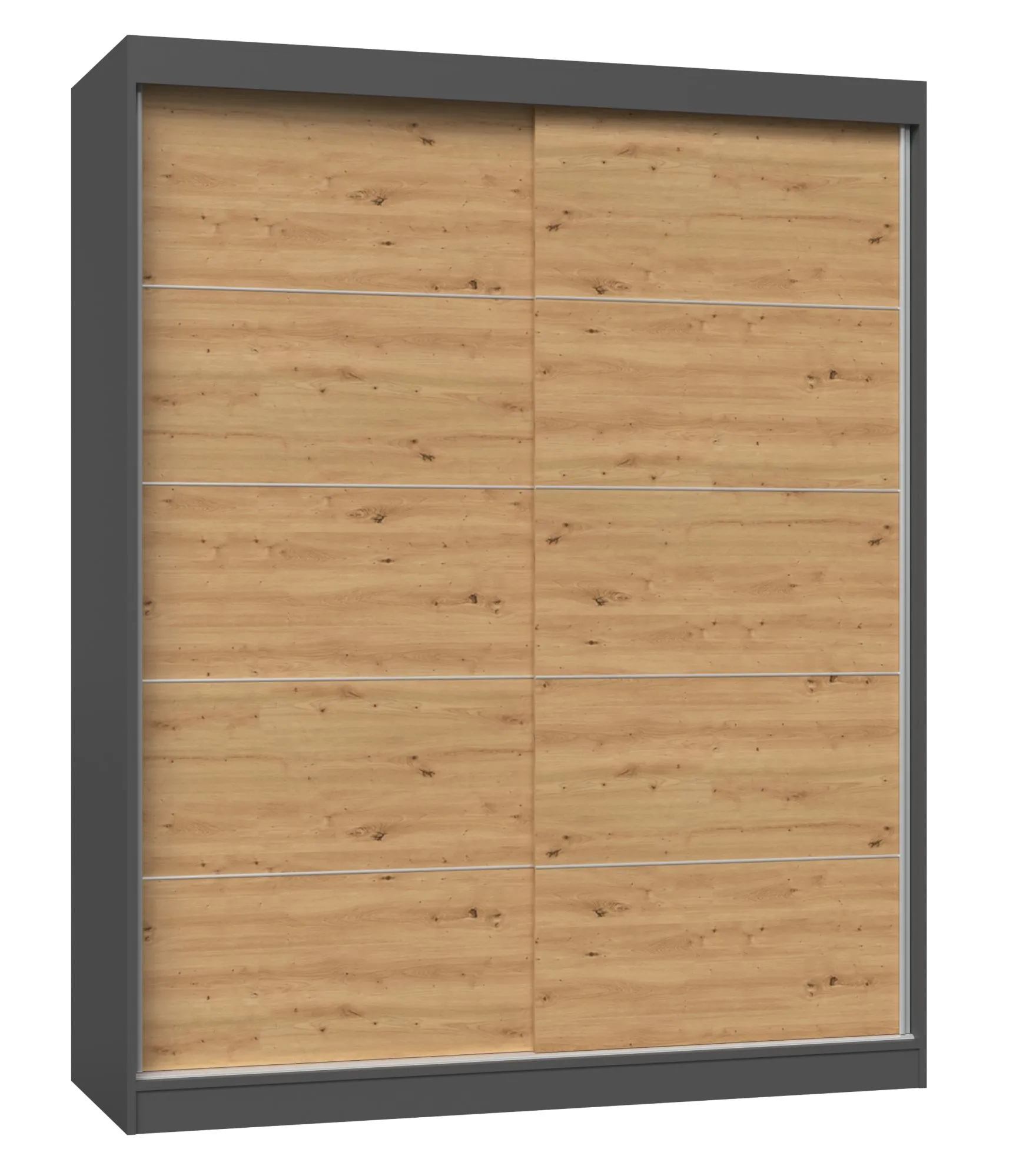Szafa przesuwna ze szprosami, Iga, 160x61x200 cm, antracyt, dąb artisan, mat