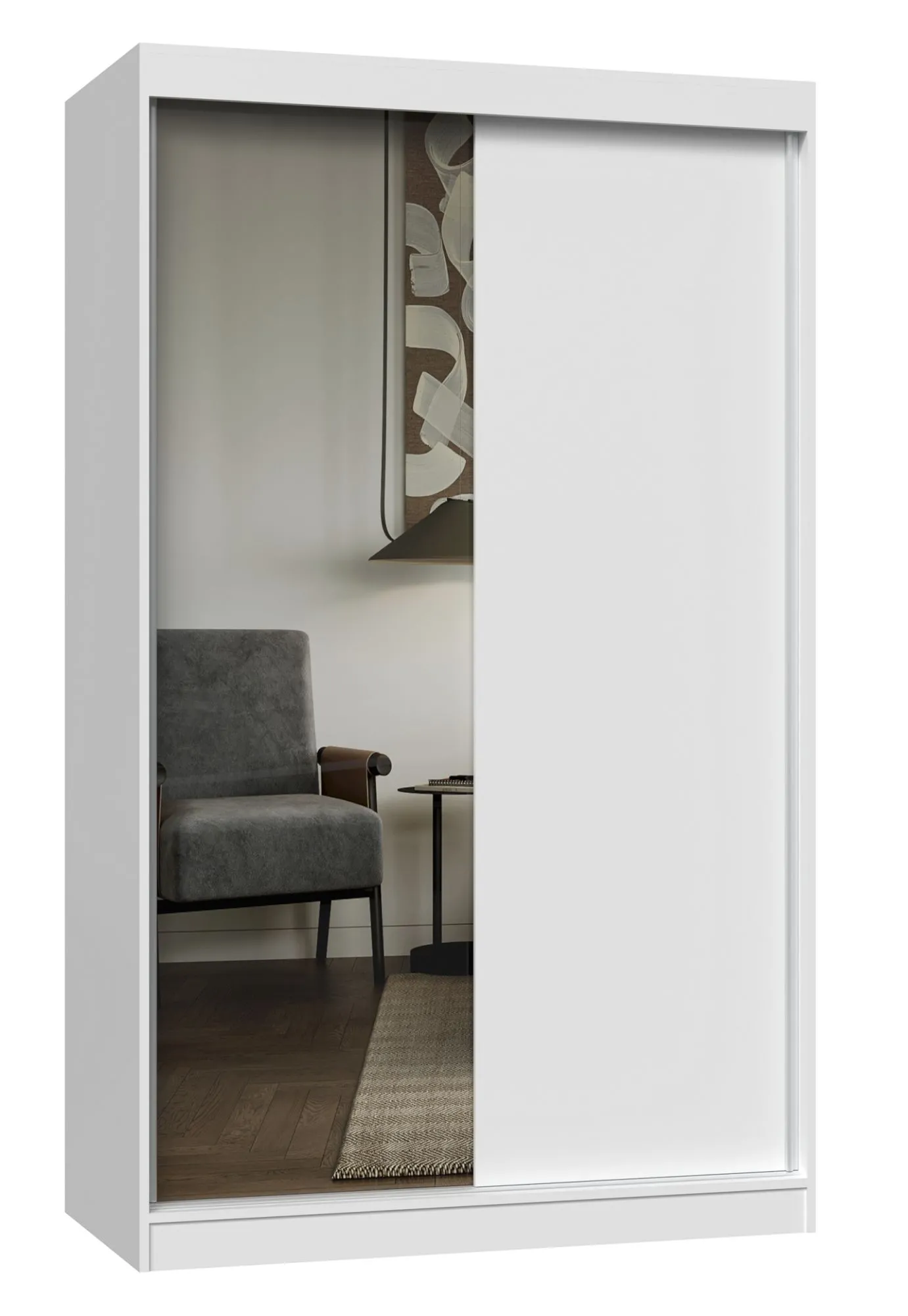 Szafa przesuwna z lustrem, Iga, 120x61x200 cm, biel, mat