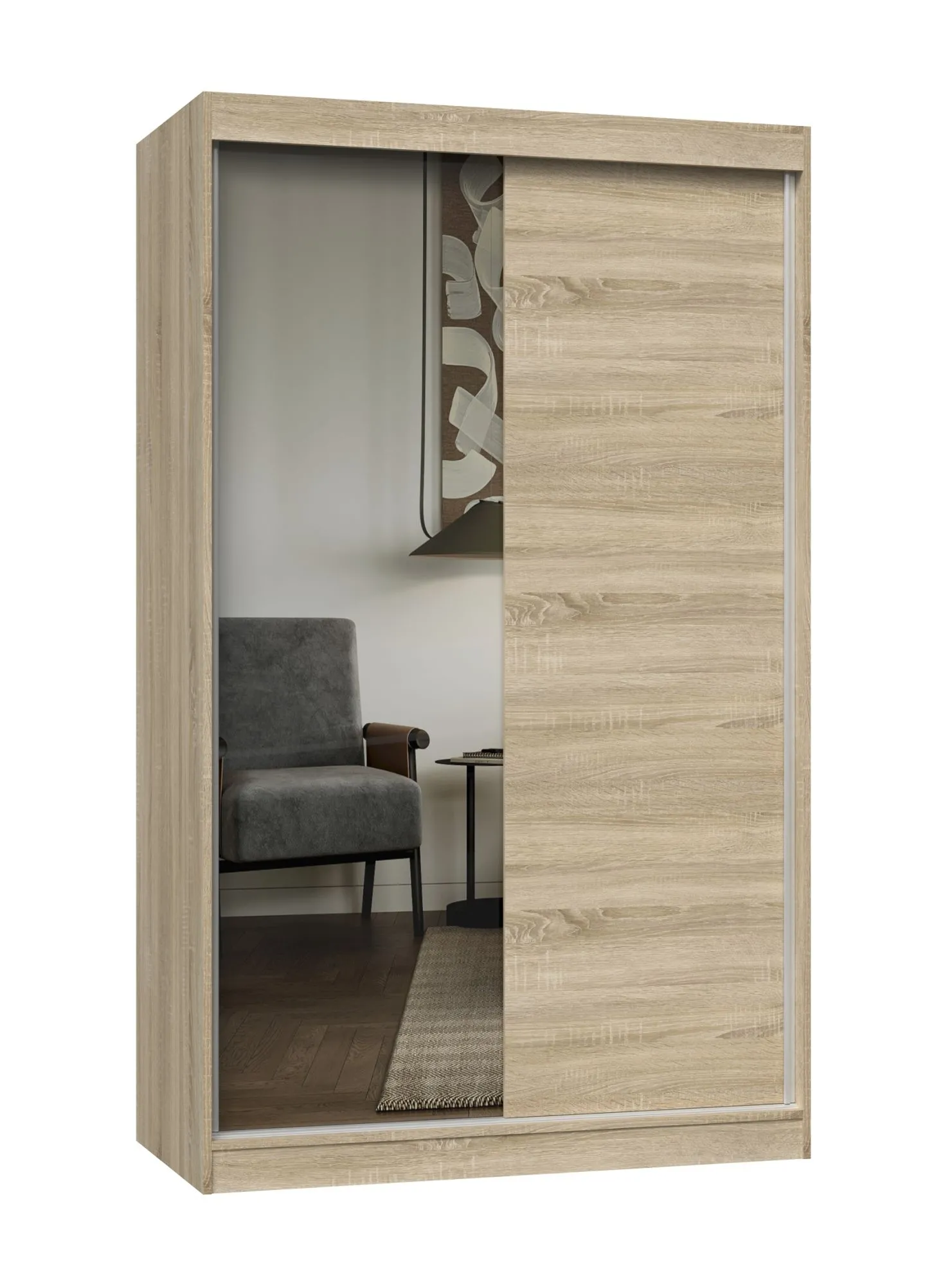 Szafa przesuwna z lustrem, Iga, 120x61x200 cm, dąb sonoma, mat
