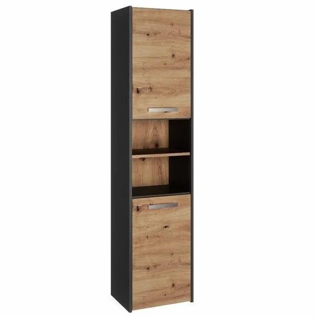 Szafka łazienkowa, regał, słupek, 40x30x170 cm, antracyt, dąb artisan