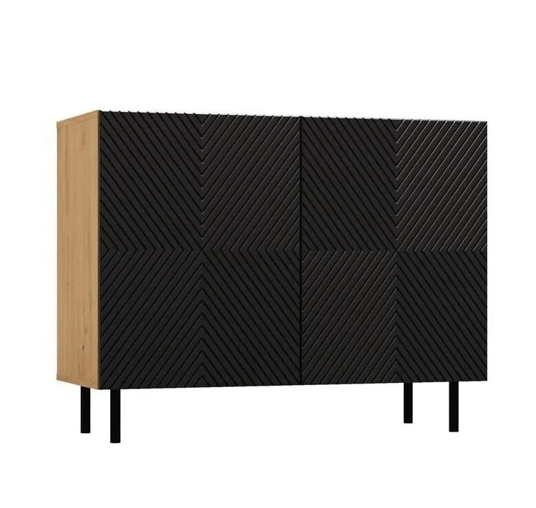 Elegancka komoda do pokoju, 100x40x78 cm, dąb artisan, czarny