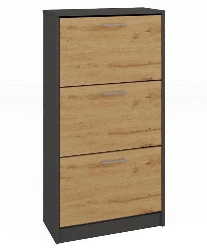 Szafka na obuwie, Paula, 60x28x116 cm, antracyt, dąb artisan, mat