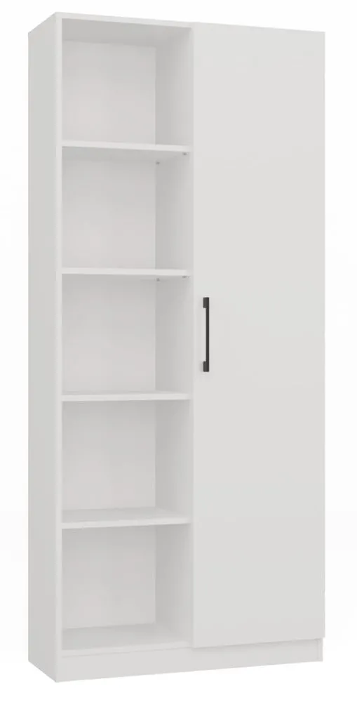 Duży regał półotwarty, 10 półek, 80x30x182 cm, biały