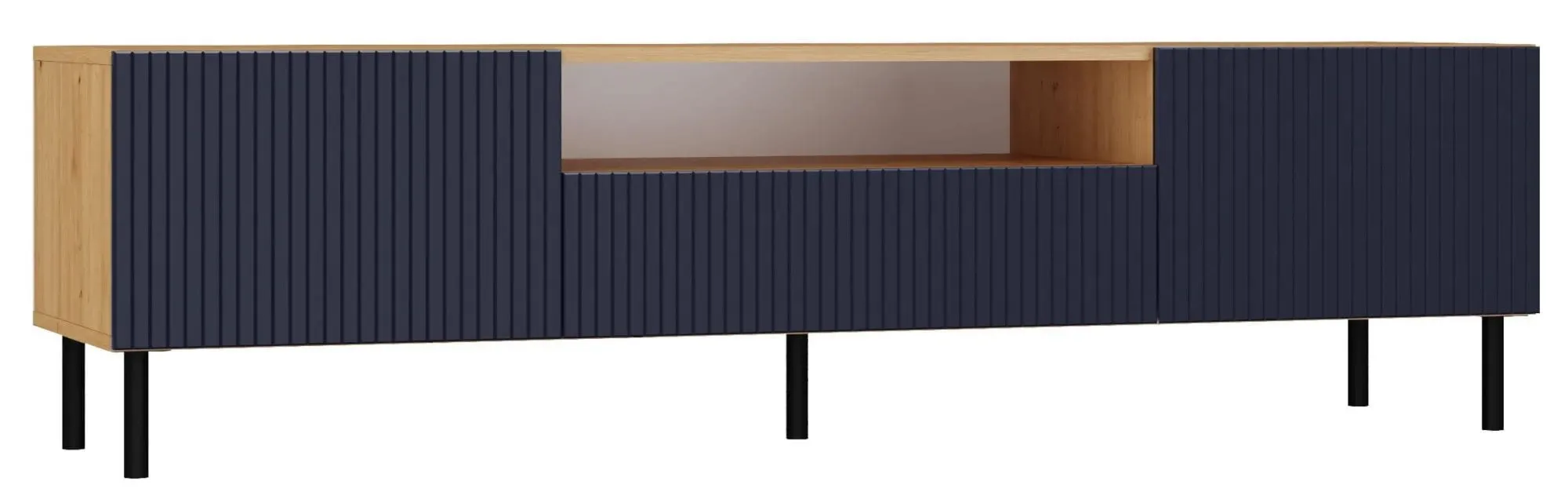 Szafka RTV, Kama, 160x40x43 cm, dąb artisan, granatowy