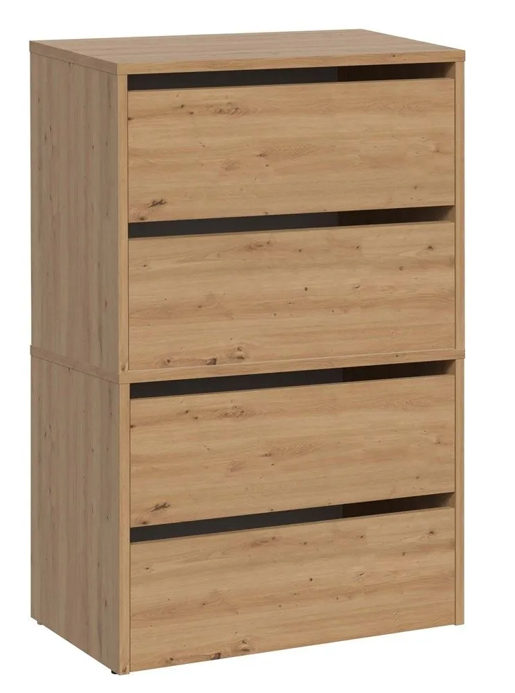 Szafka na buty, 4 półki, Modo, 60x36x88 cm, dąb artisan, mat