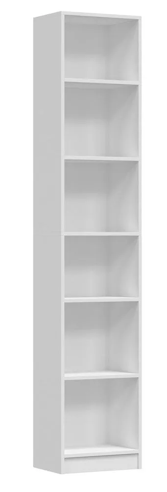 Nowoczesny regał na książki, Pafos, 40x29x200 cm, biały, mat