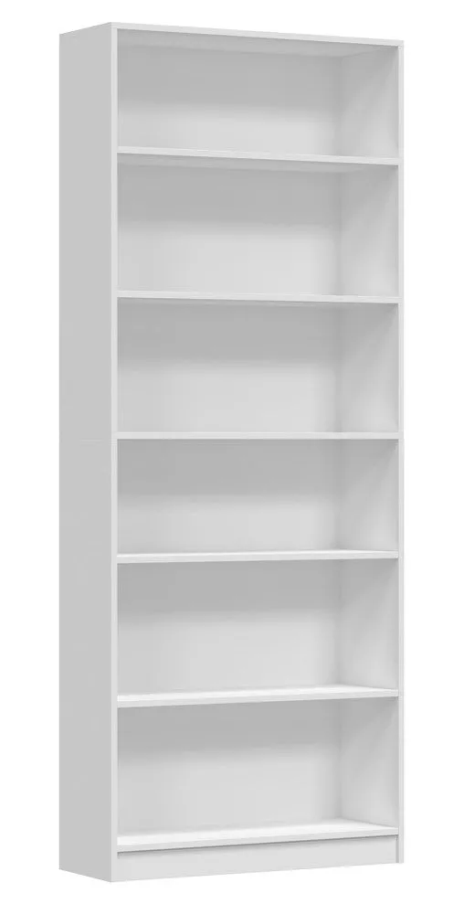 Szeroki regał z półkami, Pafos, 81x29x200 cm, biały, mat