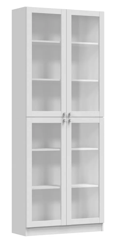 Szeroki regał przeszklony, półki, Pafos, 81x31x200 cm, biały, mat