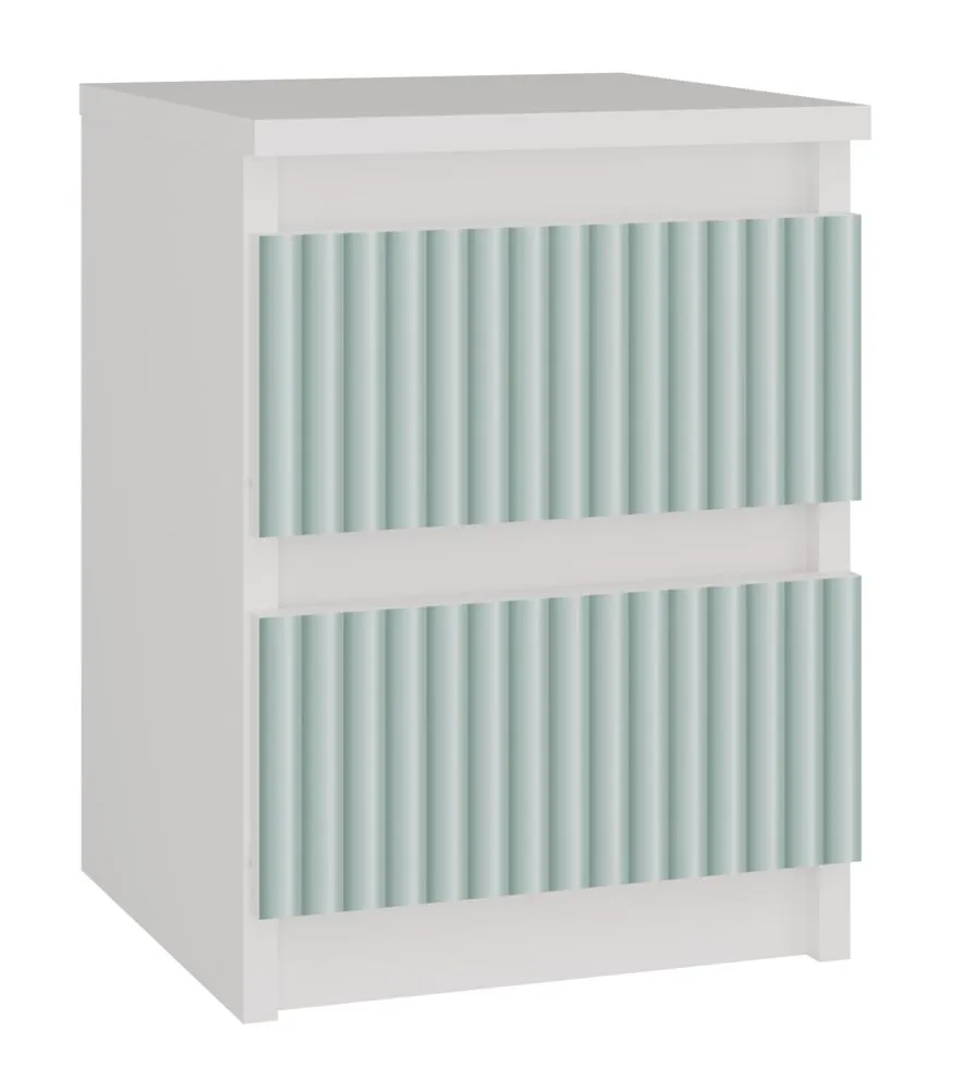 Szafka nocna z szufladami, Malwa, 30x30x40 cm, biały, miętowy