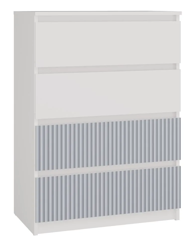 Komoda z 4 szufladami, Malwa, 70x40x97 cm, biały, niebieski