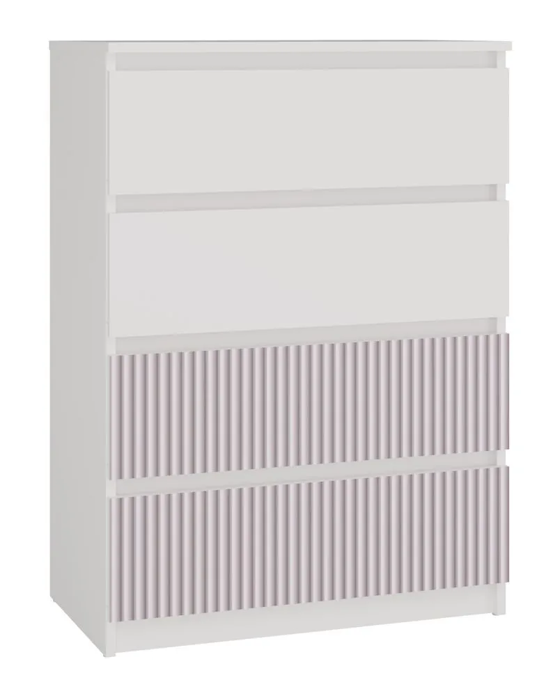 Komoda z 4 szufladami, Malwa, 70x40x97 cm, biały, różowy