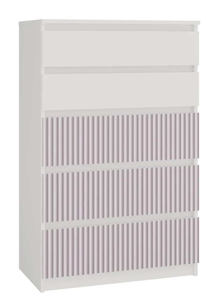 Komoda do pokoju dziecka, Malwa, 70x40x110 cm, biały, różowy