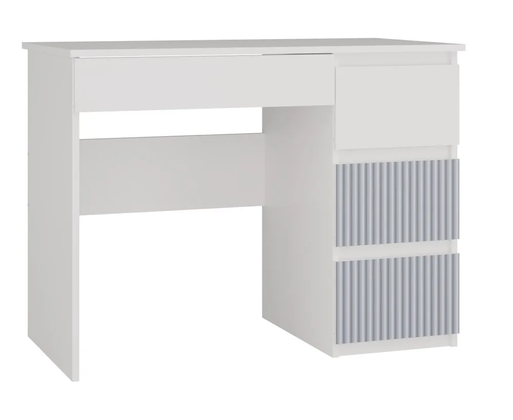 Biurko z 4 szufladami, prawe, Mijas, 98x51x76 cm, biały, niebieski