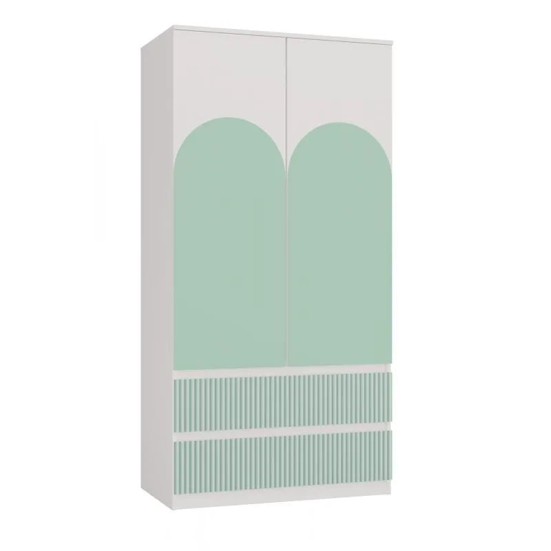 Szafa do pokoju dziecka, Malwa, 90x50x180 cm, biały, miętowy