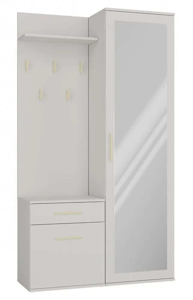 Garderoba, szafa, wieszak, lustro, duo, 100x35x180 cm, beżowy, mat