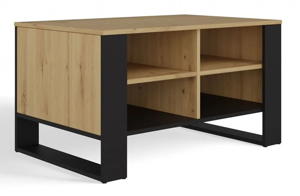 Stolik kawowy, ława, Modern, 90x58x50 cm, dąb artisan, czarny